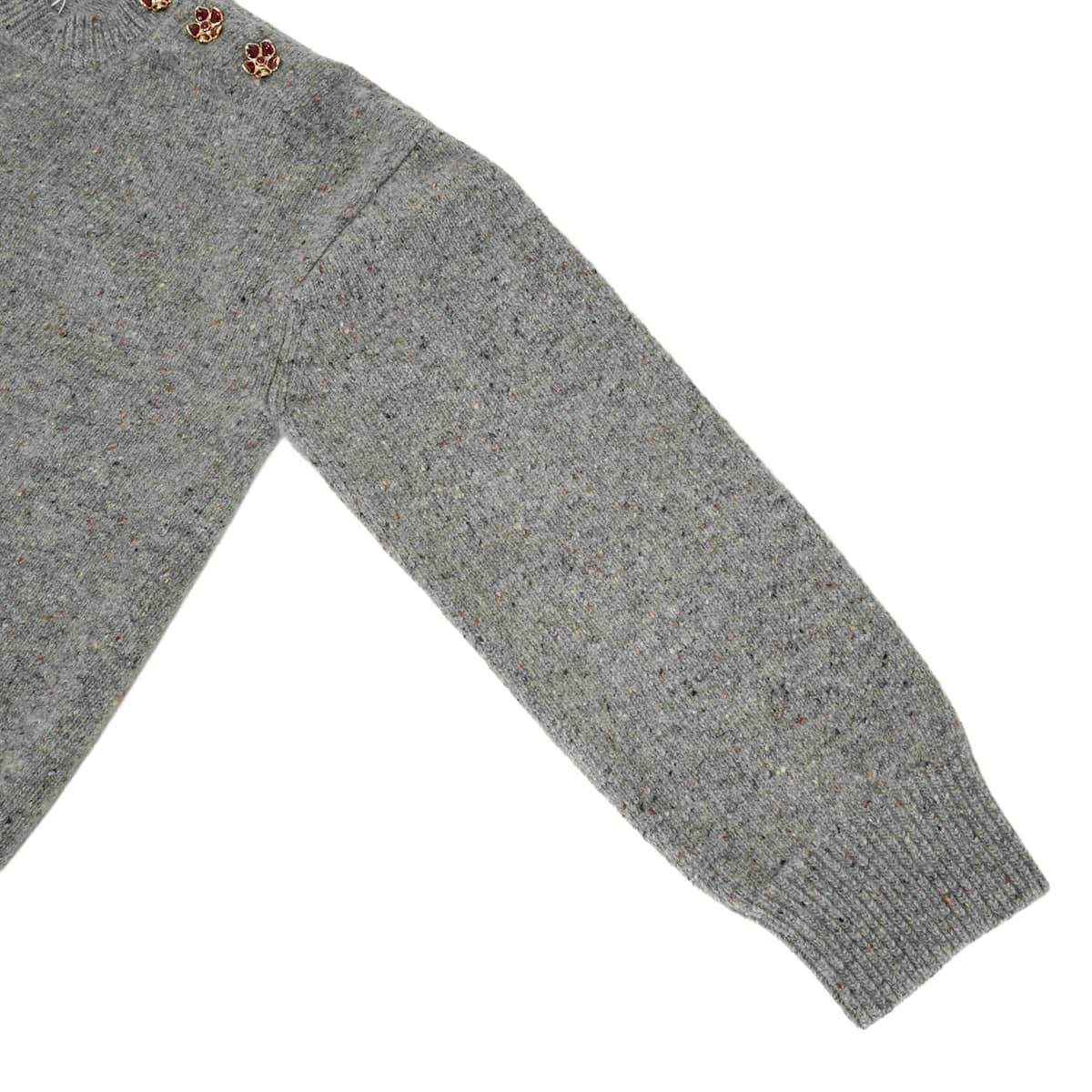 2026SS Mediatore CHANEL Tops Knit pullover shoulder bag with camellia buttons Grey Wool/Cashmere #36 P82498[BRAND NEW][Authentic]