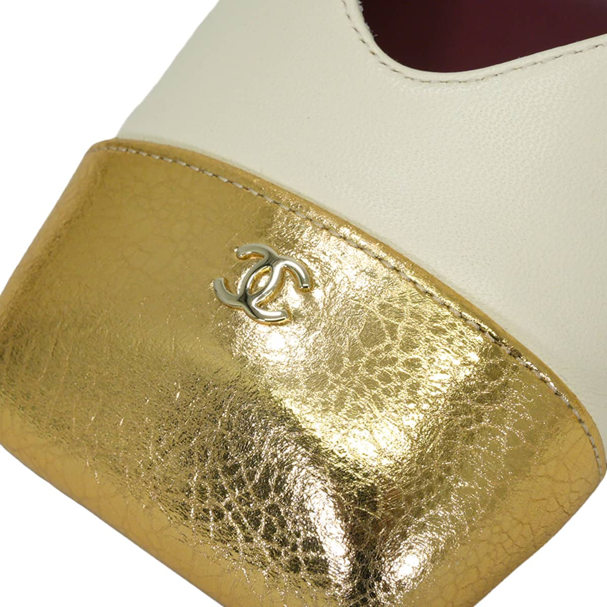 2026SS NEW CHANEL pumps Square-toe thrilling back shoes COCO Mark Ivory/Gold Calfskin #37 Champagne Gold HW G47204[EXCELLENT][Authentic]