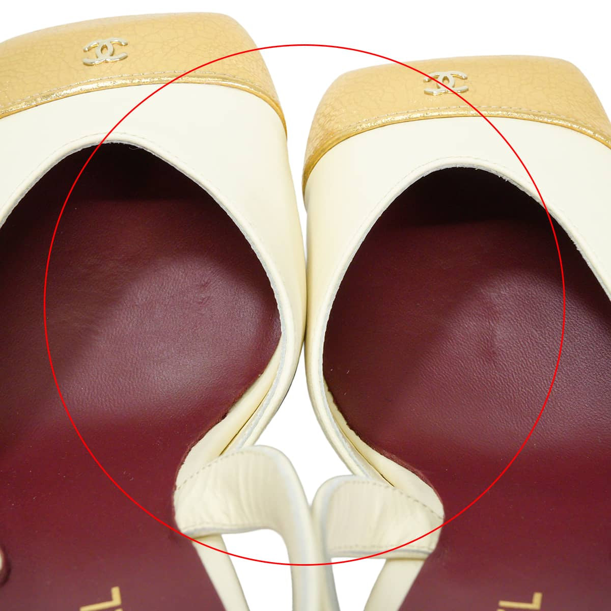2026SS NEW CHANEL pumps Square-toe thrilling back shoes COCO Mark Ivory/Gold Calfskin #37 Champagne Gold HW G47204[EXCELLENT][Authentic]