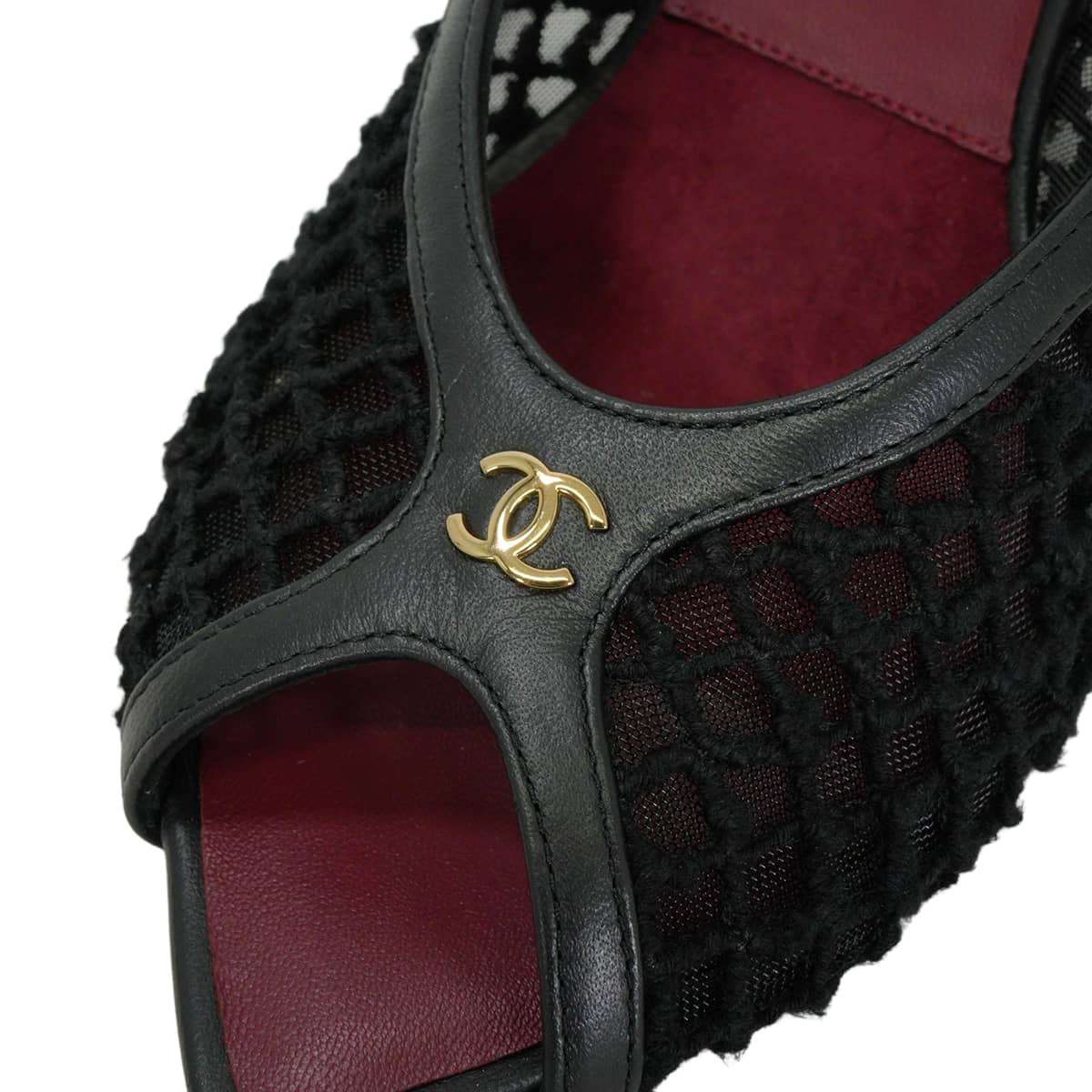 [Pre-loved] 2026SS Coco Beach CHANEL Mules Sandals mesh COCO Mark Noir (Black) Cotton/Lambskin #38 Champagne Gold HW G47160[LIKE NEW][Authentic]