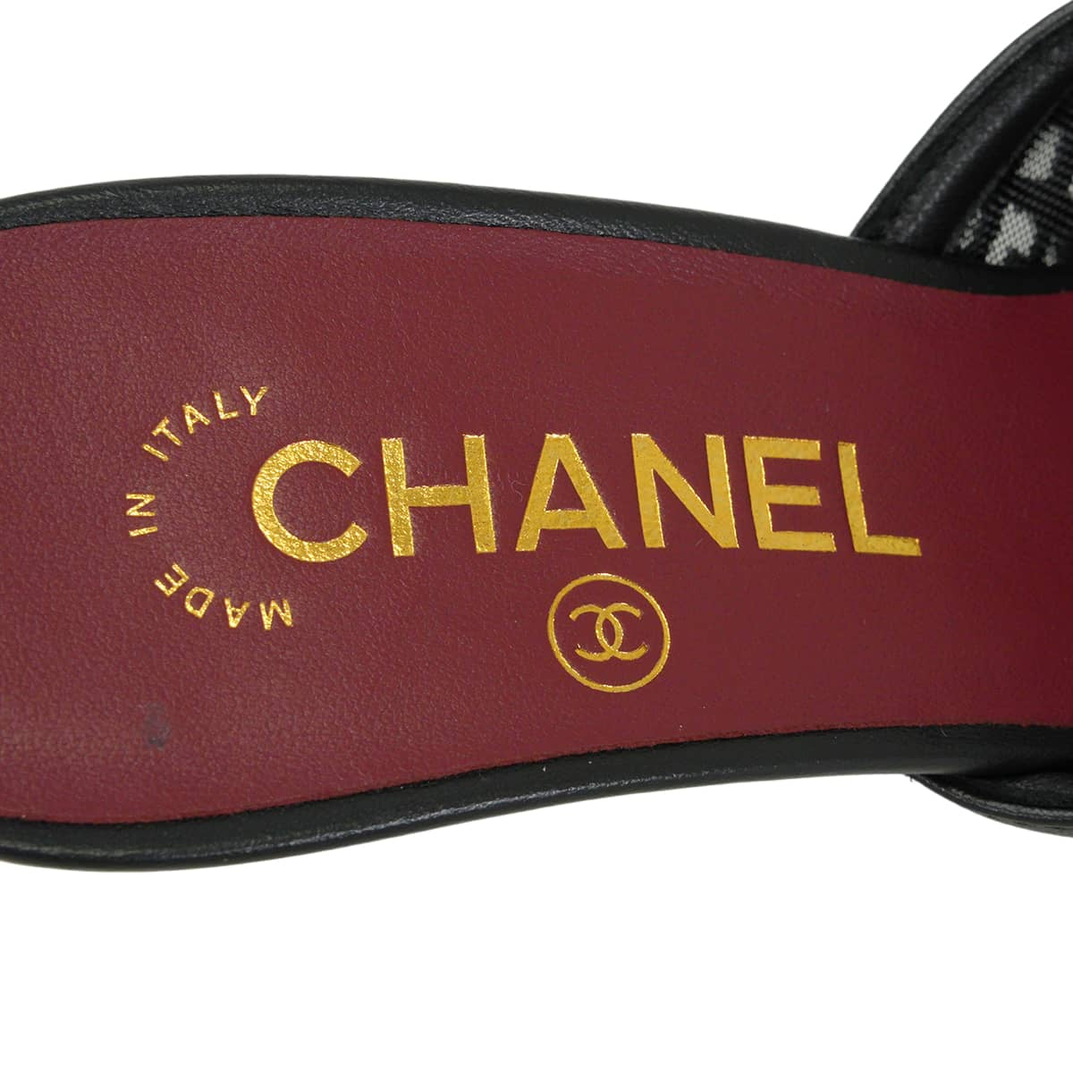 [Pre-loved] 2026SS Coco Beach CHANEL Mules Sandals mesh COCO Mark Noir (Black) Cotton/Lambskin #38 Champagne Gold HW G47160[LIKE NEW][Authentic]