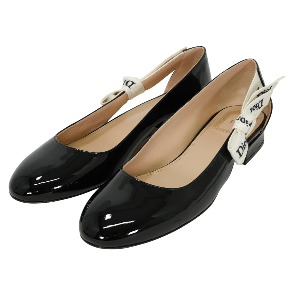 Dior pumps J'Adior ballet flats ribbon Noir (Black) Patent calfskin #37.5 KDFI159VNI_5900[BRAND NEW][Authentic]