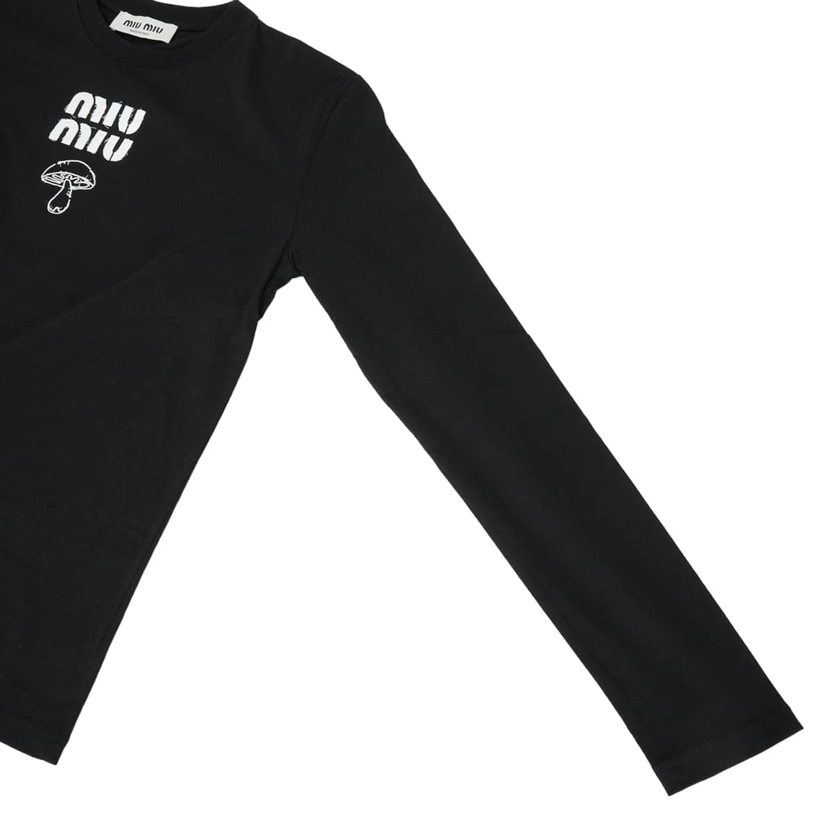 2023 Miu Miu Long sleeve t-shirt Logo Long Sleeve Mushroom Noir (Black) Cotton #XS MJL964 S232 13NN[EXCELLENT][Authentic]