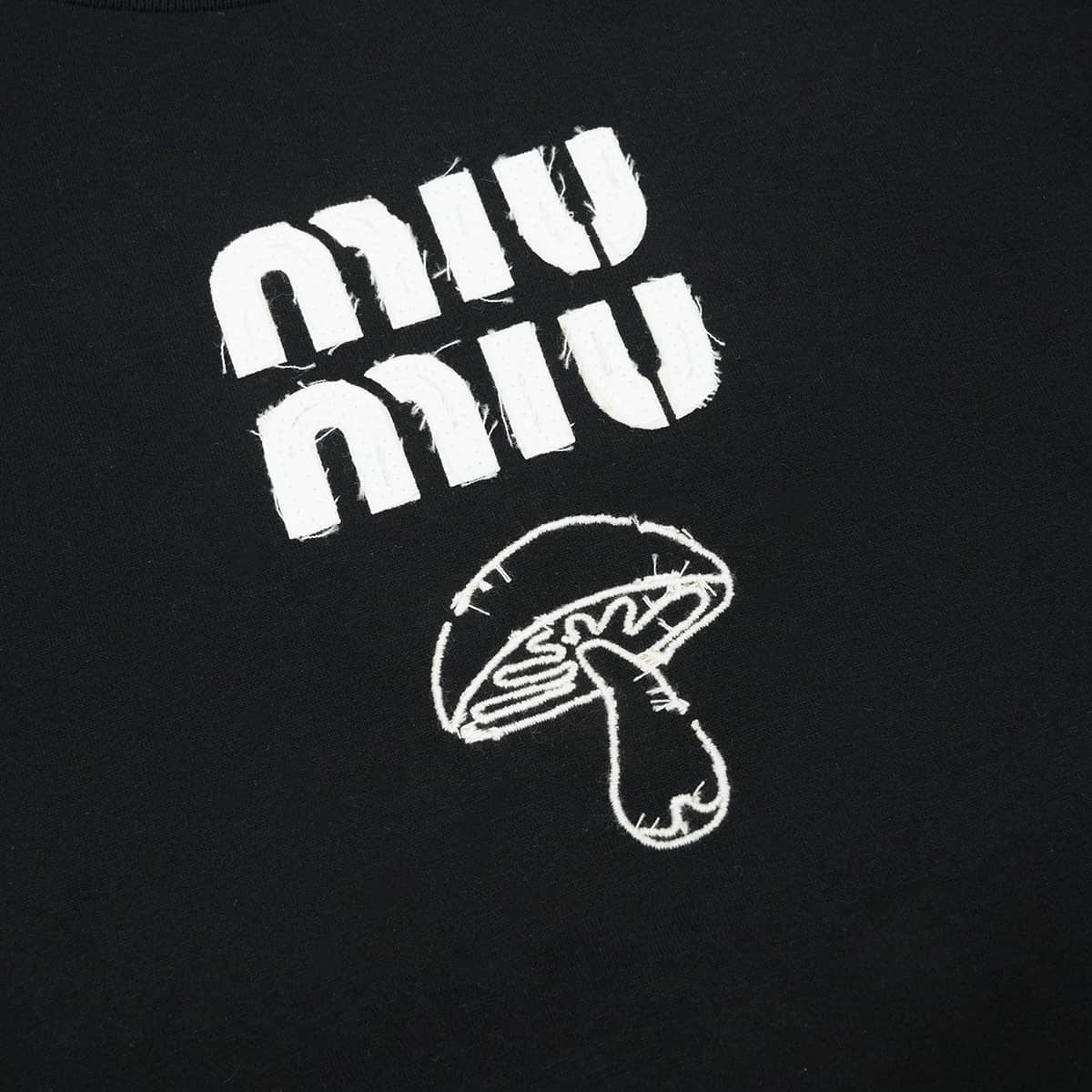 2023 Miu Miu Long sleeve t-shirt Logo Long Sleeve Mushroom Noir (Black) Cotton #XS MJL964 S232 13NN[EXCELLENT][Authentic]