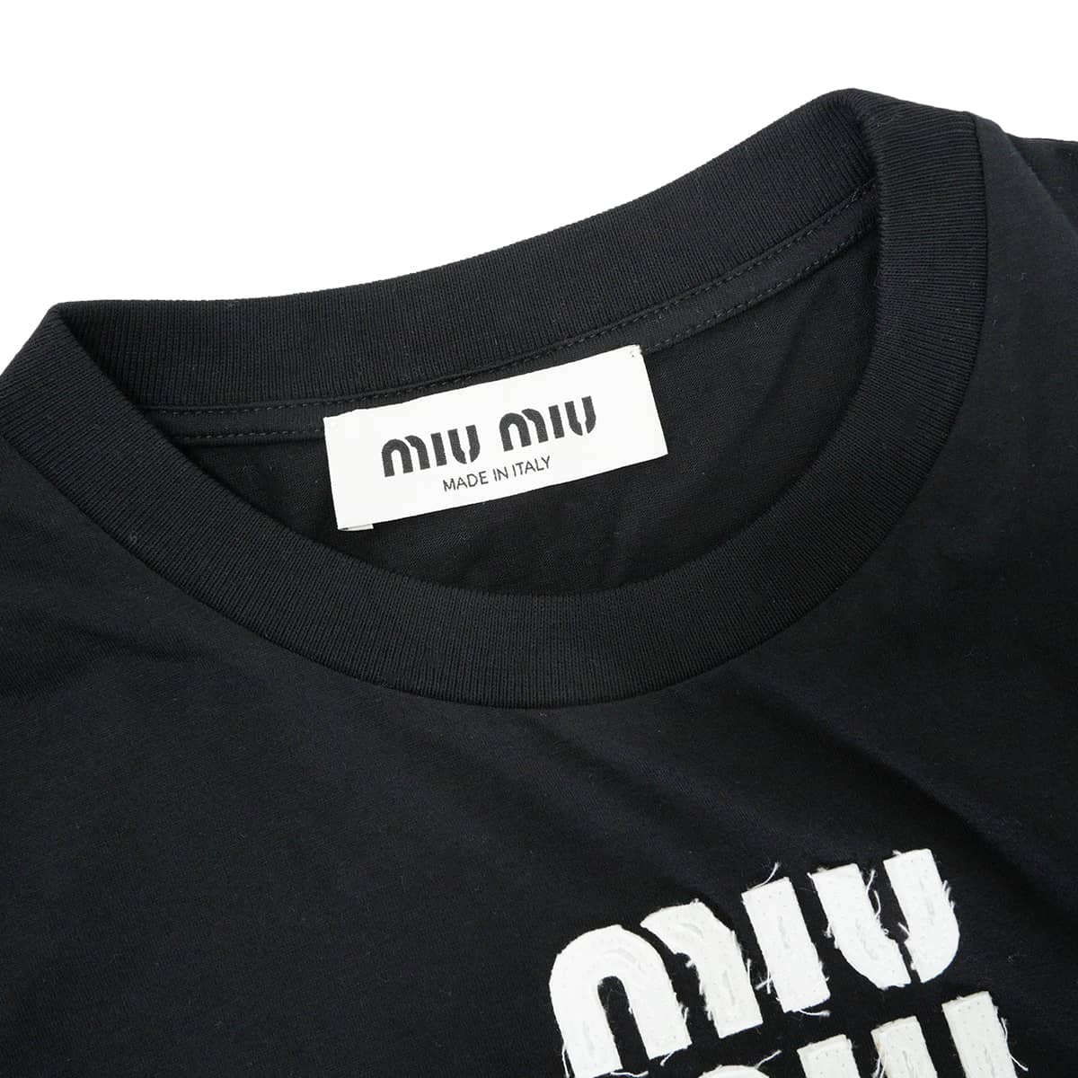 2023 Miu Miu Long sleeve t-shirt Logo Long Sleeve Mushroom Noir (Black) Cotton #XS MJL964 S232 13NN[EXCELLENT][Authentic]