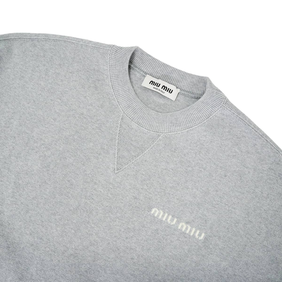 2025 Miu Miu Sweat Oversized Fleece shirt Grey Cotton #XS MJL088 S000 17JV[EXCELLENT][Authentic]