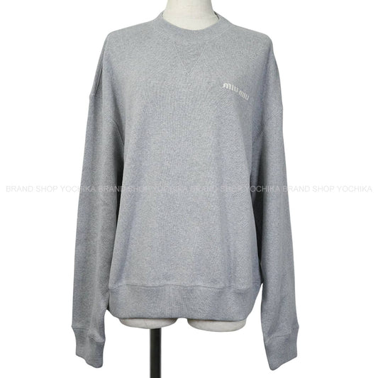 2025 Miu Miu Sweat Oversized Fleece shirt Grey Cotton #XS MJL088 S000 17JV[EXCELLENT][Authentic]