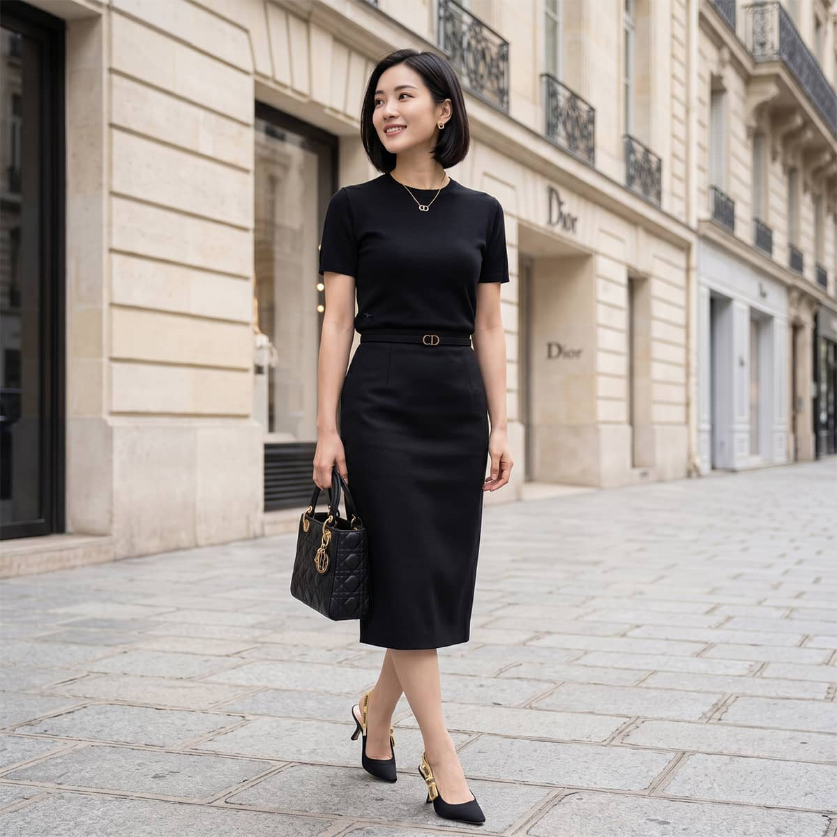 Dior Knit Bee embroidered crew neck short-sleeve Noir (Black) Cashmere/Silk #34 314S93AM125[EXCELLENT][Authentic]