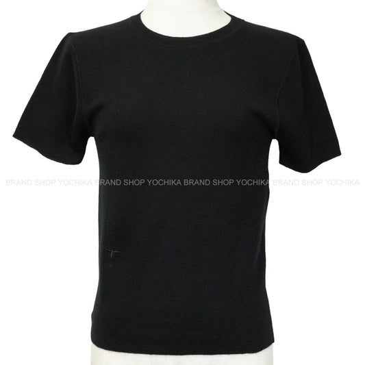 Dior Knit Bee embroidered crew neck short-sleeve Noir (Black) Cashmere/Silk #34 314S93AM125[EXCELLENT][Authentic]