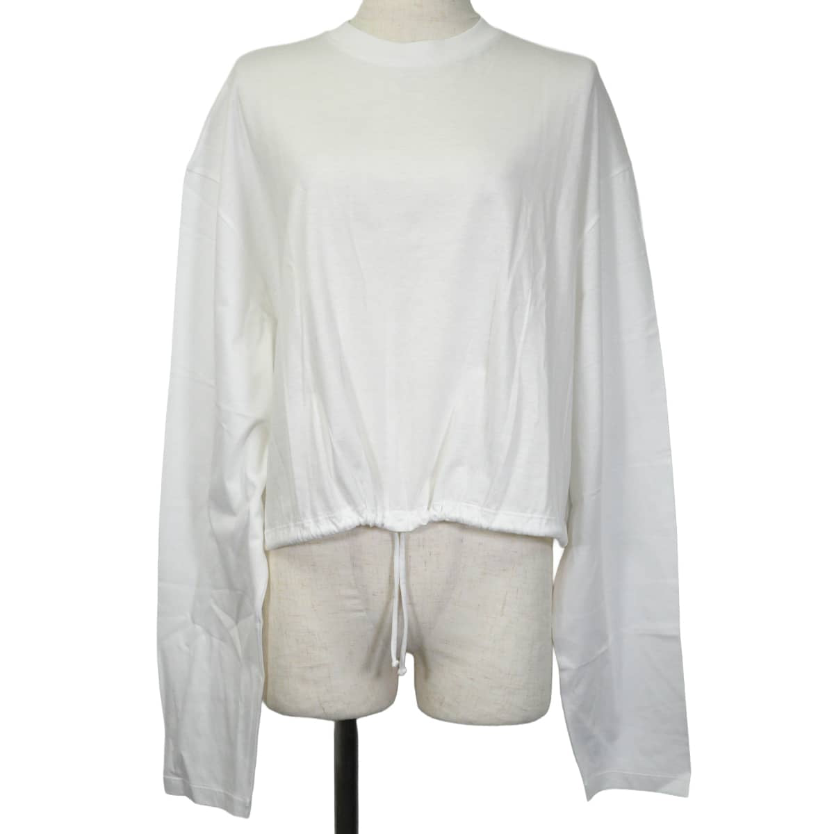 PRADA Tops Cropped top with triangle logo Blanc (White) Cotton #XS 34675S00011CD[EXCELLENT][Authentic]