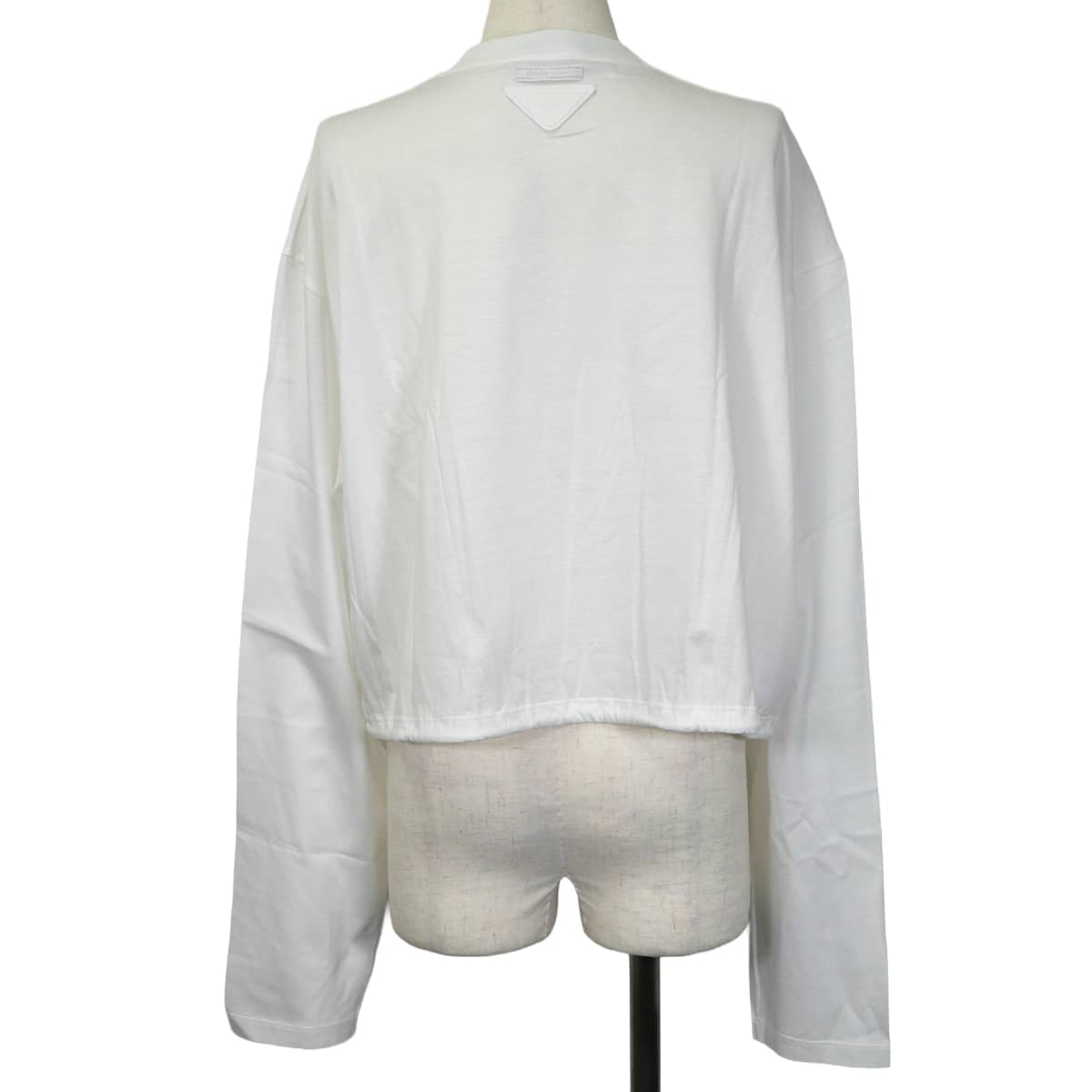 PRADA Tops Cropped top with triangle logo Blanc (White) Cotton #XS 34675S00011CD[EXCELLENT][Authentic]