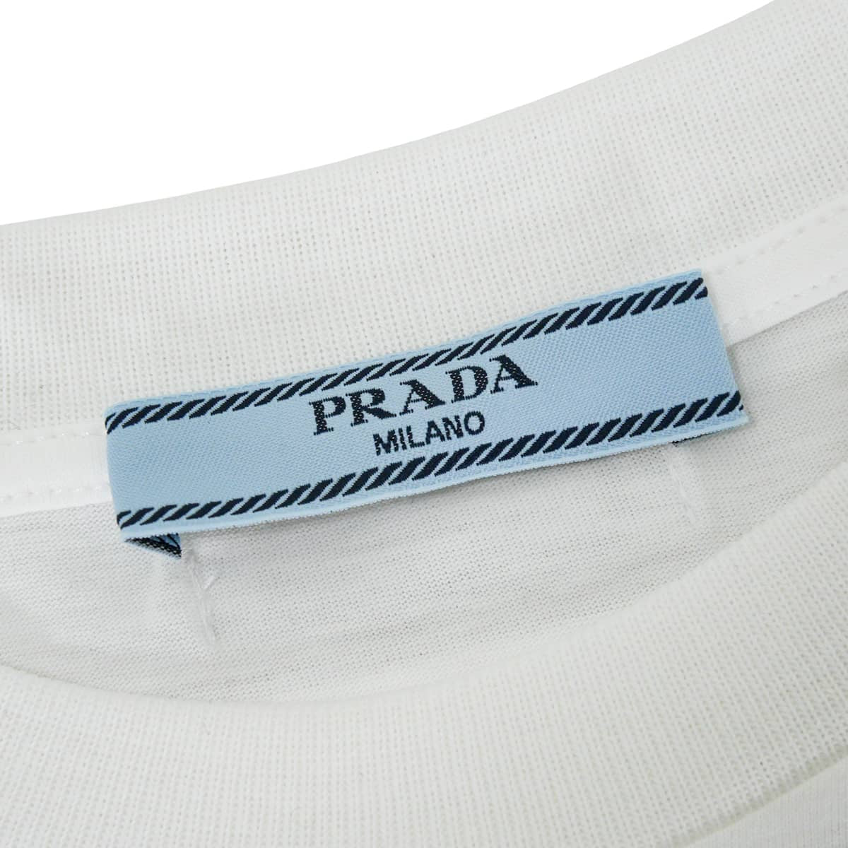 PRADA Tops Cropped top with triangle logo Blanc (White) Cotton #XS 34675S00011CD[EXCELLENT][Authentic]