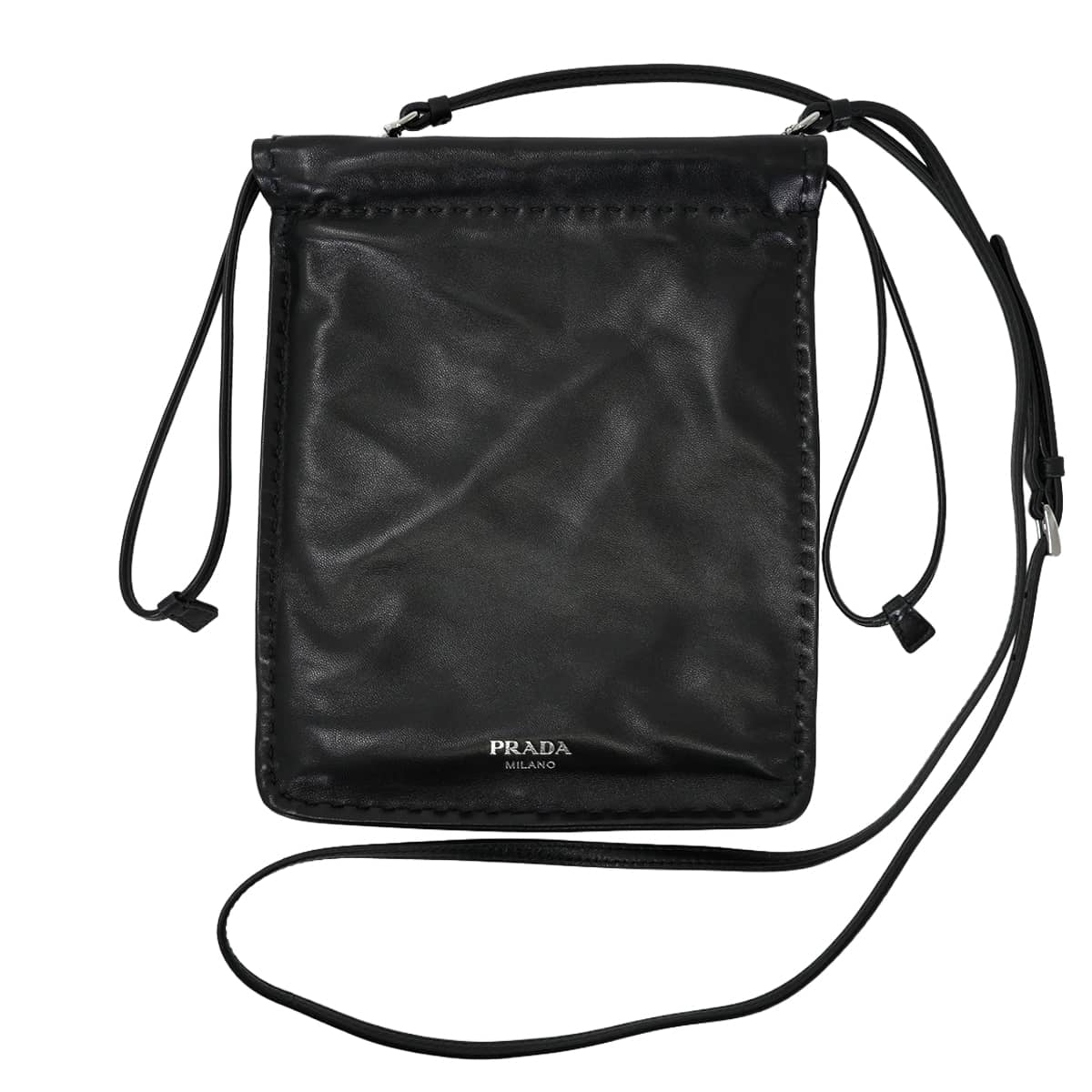 PRADA Smartphone pouch drawstring bag Noir (Black) Nappa leather 1ＺＴ09Z_ZDX8_F0002[EXCELLENT][Authentic]