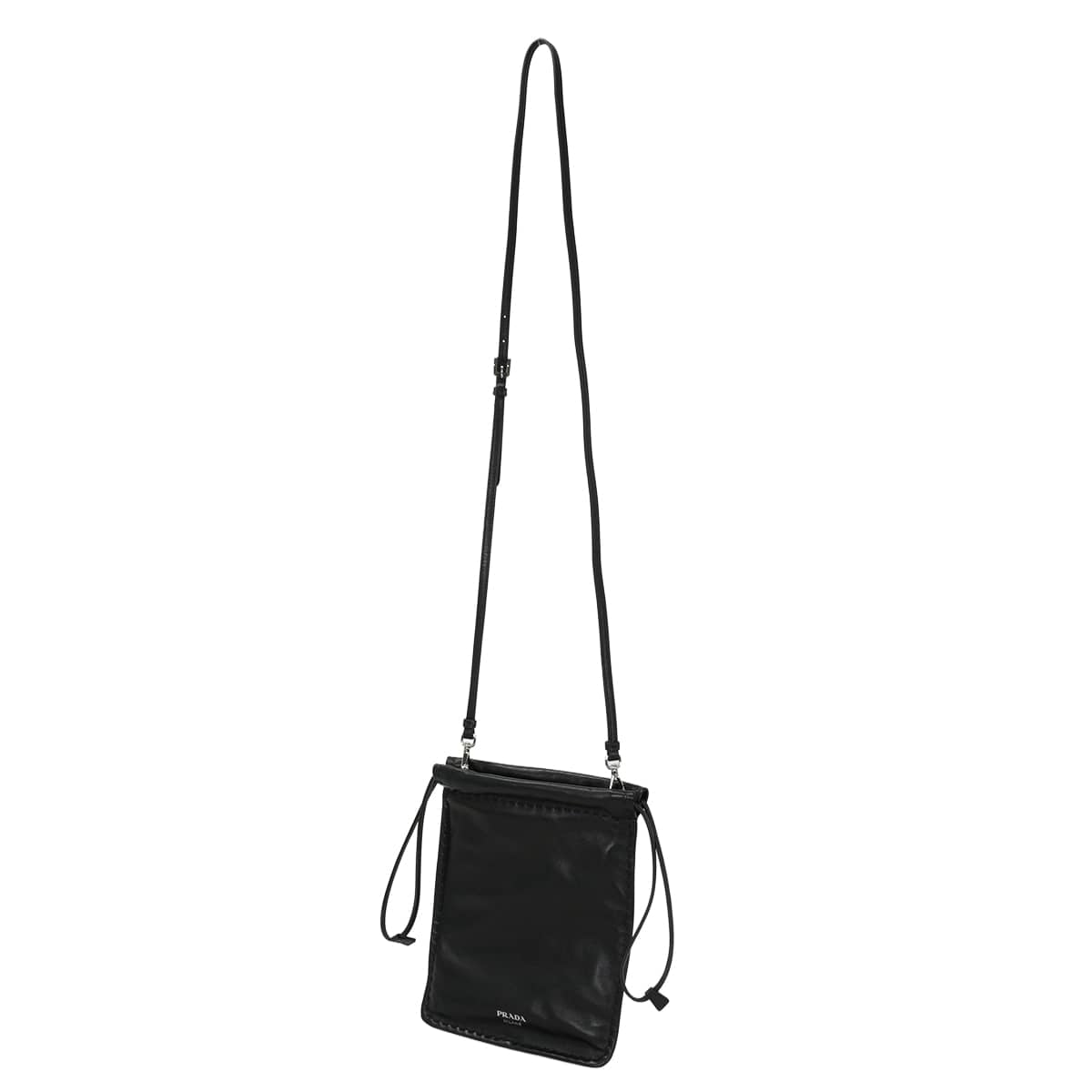 PRADA Smartphone pouch drawstring bag Noir (Black) Nappa leather 1ＺＴ09Z_ZDX8_F0002[EXCELLENT][Authentic]