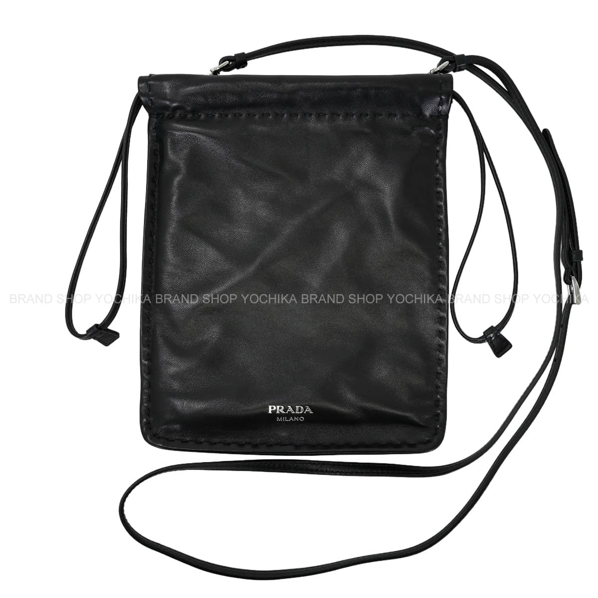 PRADA Smartphone pouch drawstring bag Noir (Black) Nappa leather 1ＺＴ09Z_ZDX8_F0002[EXCELLENT][Authentic]
