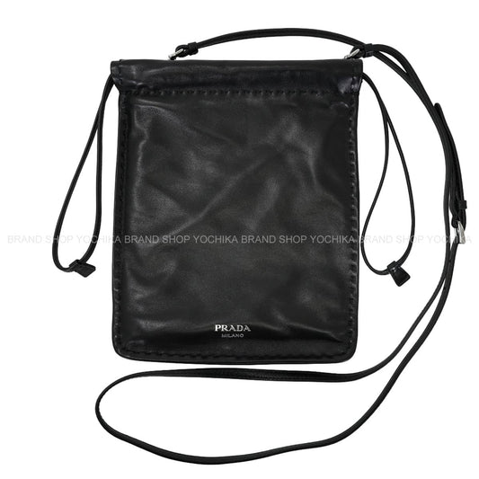 PRADA Smartphone pouch drawstring bag Noir (Black) Nappa leather 1ＺＴ09Z_ZDX8_F0002[EXCELLENT][Authentic]