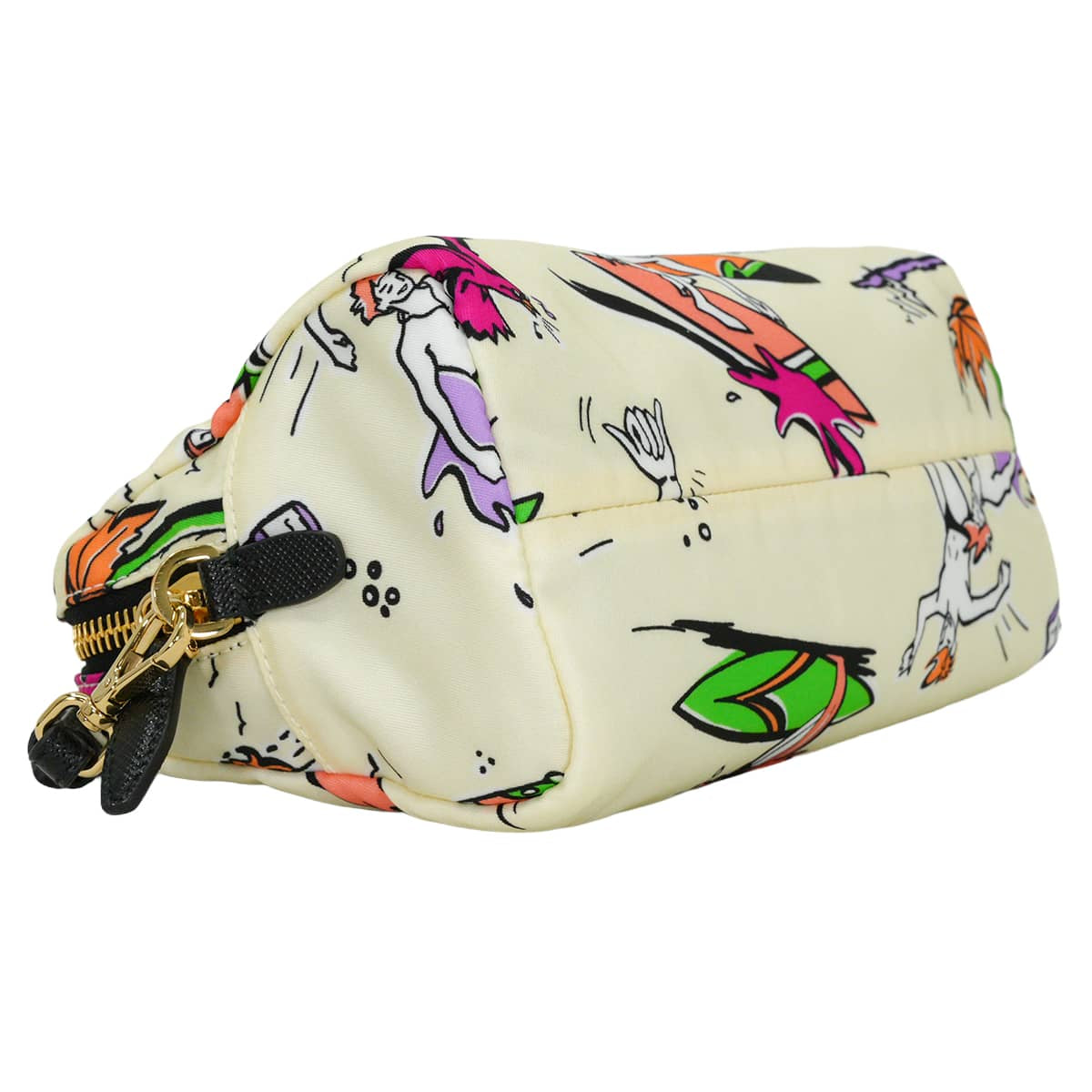 2018SS PRADA Pouch Re_Nylon with strap Iconic Medium Blanc (White)/Multicolor Recycle Polyamide Gold HW 1NS693[EXCELLENT][Authentic]