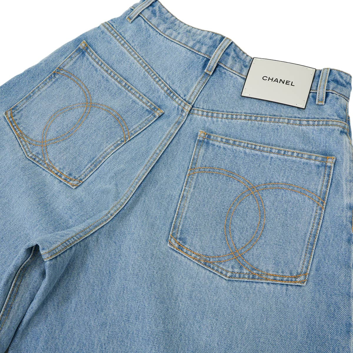 2026 Metiers d'art Collection CHANEL Denim Pants COCO Mark Wide Jeans Blue Denim #34 P82823[BRAND NEW][Authentic]