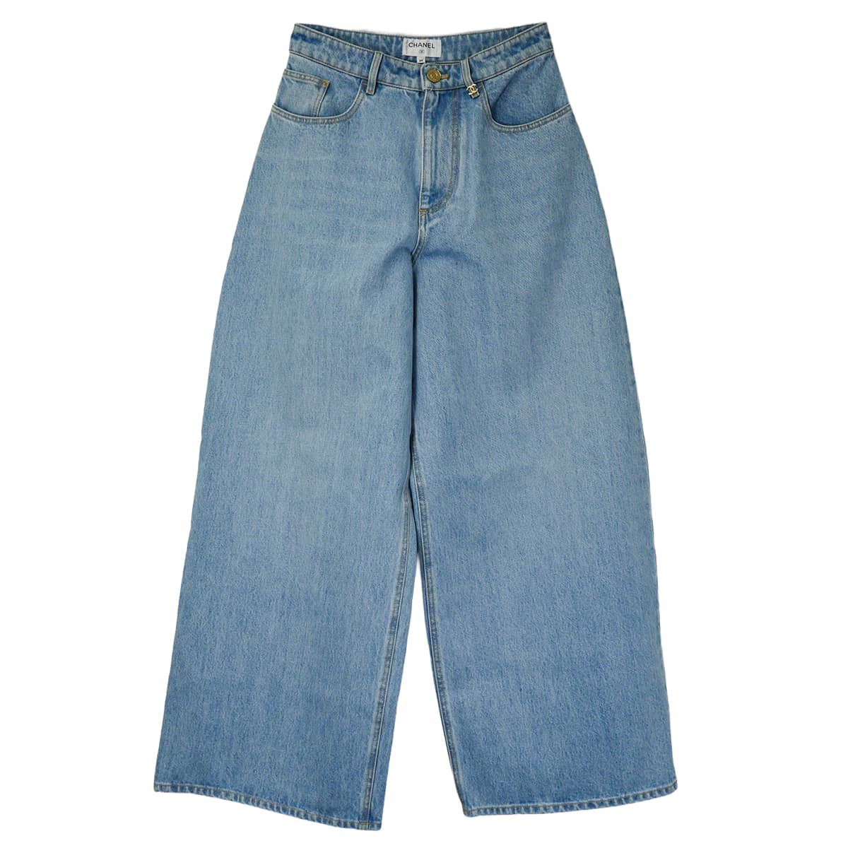 2026 Metiers d'art Collection CHANEL Denim Pants COCO Mark Wide Jeans Blue Denim #34 P82823[BRAND NEW][Authentic]