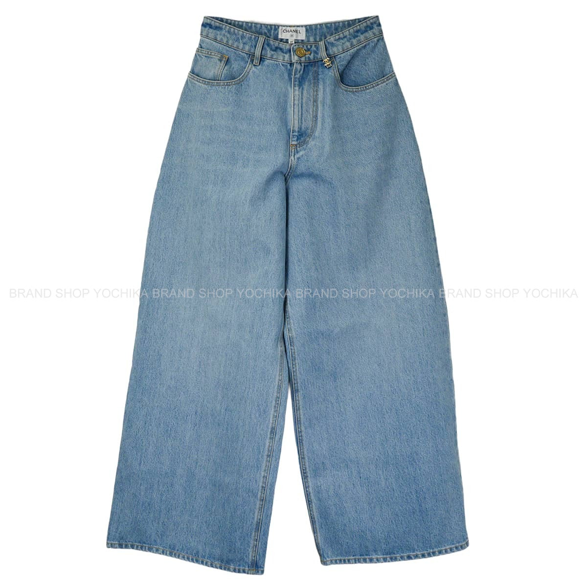 2026 Metiers d'art Collection CHANEL Denim Pants COCO Mark Wide Jeans Blue Denim #34 P82823[BRAND NEW][Authentic]