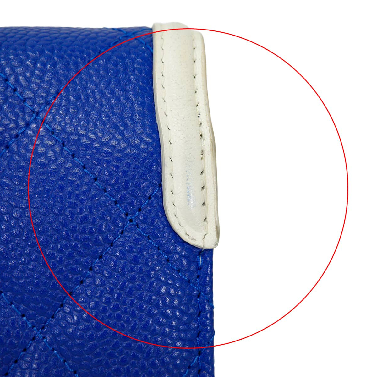 [Pre-loved] CHANEL long wallet Filigree Matelasse Big COCO Mark Flap Blue/Blanc (White)/Red Graind Calf(Caviarskin) Calf Gold HW A84448[LIKE NEW][Authentic]