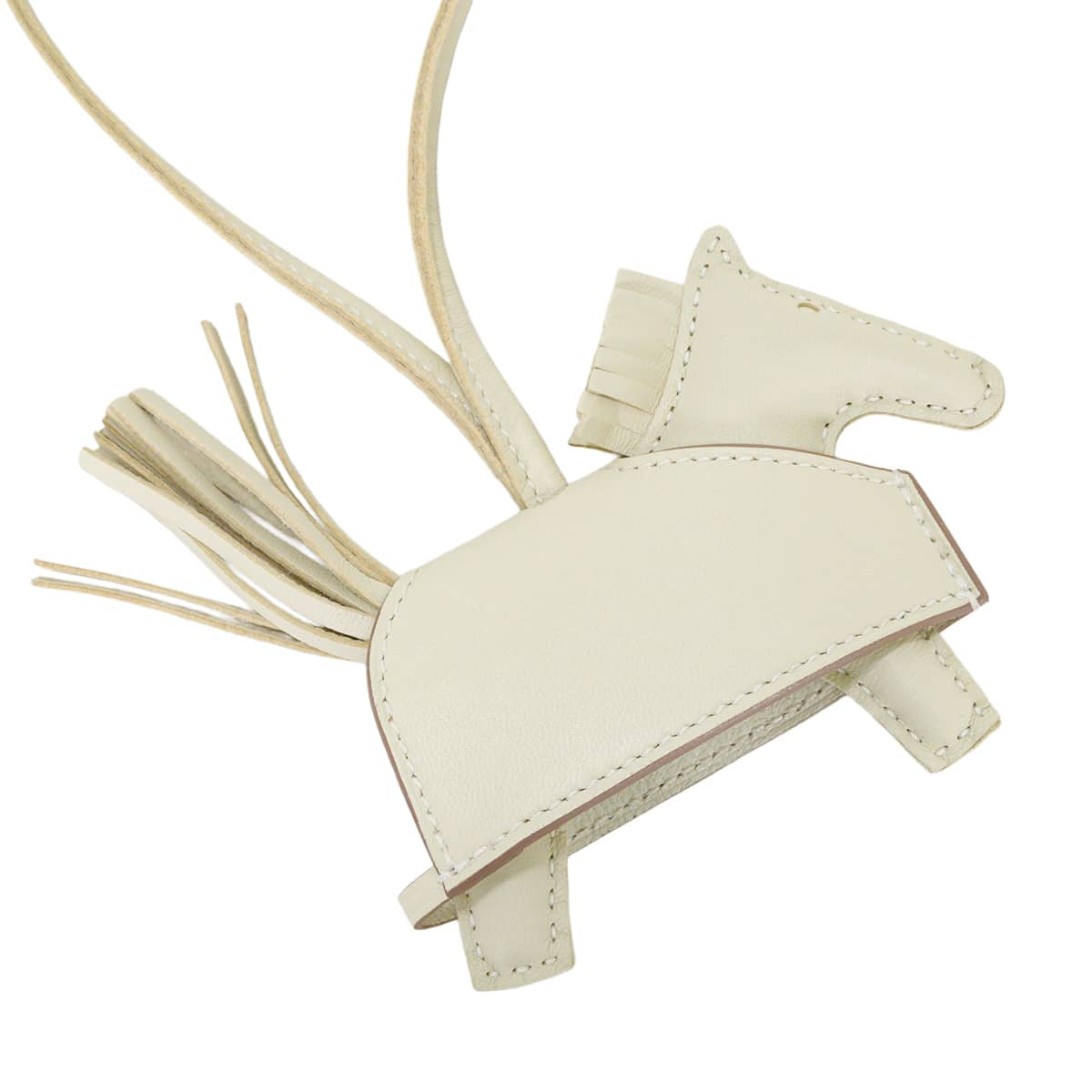 HERMES bag charm Rodeo Robeo Rock PM Studs Craie Agneau Milo Silver HW Stamp G[BRAND NEW][Authentic]