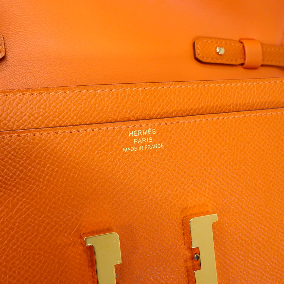 [Pre-loved] HERMES long wallet Constance Long wallet To Go Orange Veau Epsom Gold HW Stamp B[LIKE NEW][Authentic]
