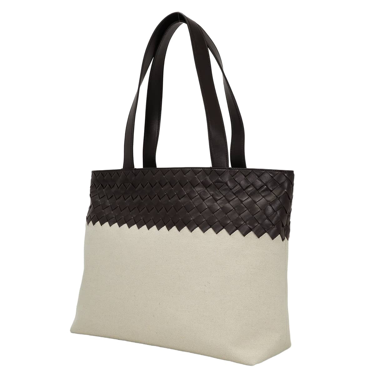 BOTTEGAVENETA tote bag Small Intrecciato Zipper NaturelFondente Cotton Calf Silver HW 874790V3BOC9814[BRAND NEW][Authentic]