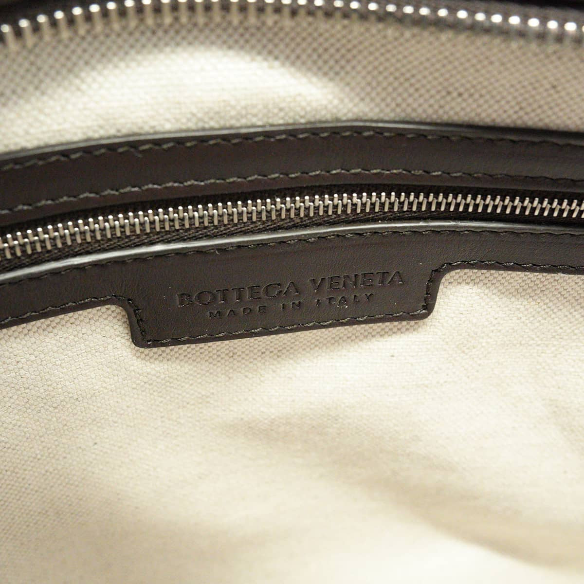 BOTTEGAVENETA tote bag Small Intrecciato Zipper NaturelFondente Cotton Calf Silver HW 874790V3BOC9814[BRAND NEW][Authentic]