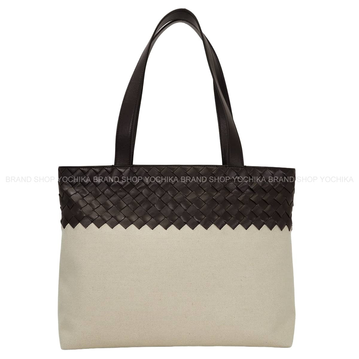 BOTTEGAVENETA tote bag Small Intrecciato Zipper NaturelFondente Cotton Calf Silver HW 874790V3BOC9814[BRAND NEW][Authentic]