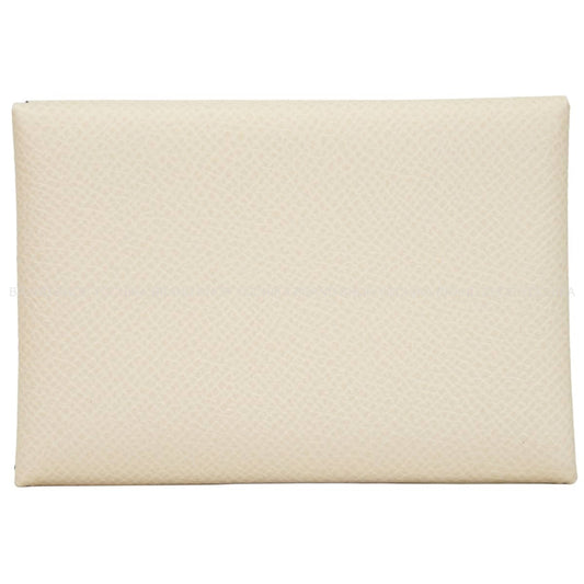 HERMES card holder Calvi Duo Verso Nata/Jaune Poussin Veau Epsom Silver HW Stamp Z[EXCELLENT][Authentic]