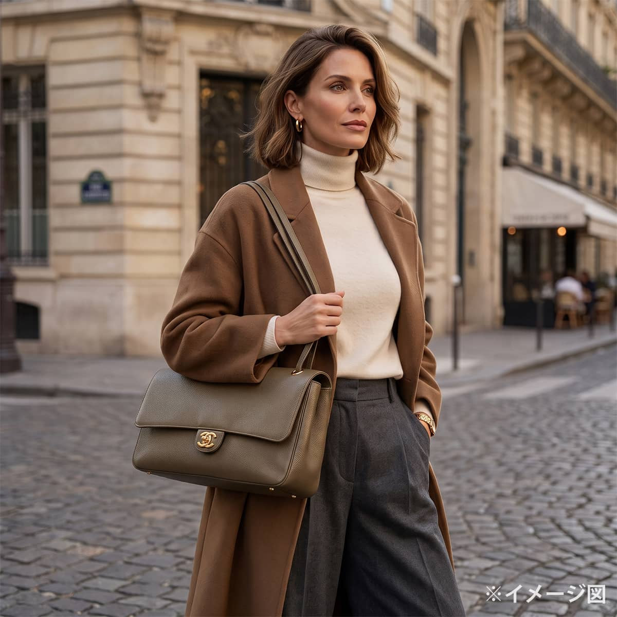 2026 Metiers d'Art Collection CHANEL Handbag MaxiDark khaki/burgundy Graind Calf(Caviarskin) Gold HW AS6231[EXCELLENT][Authentic]