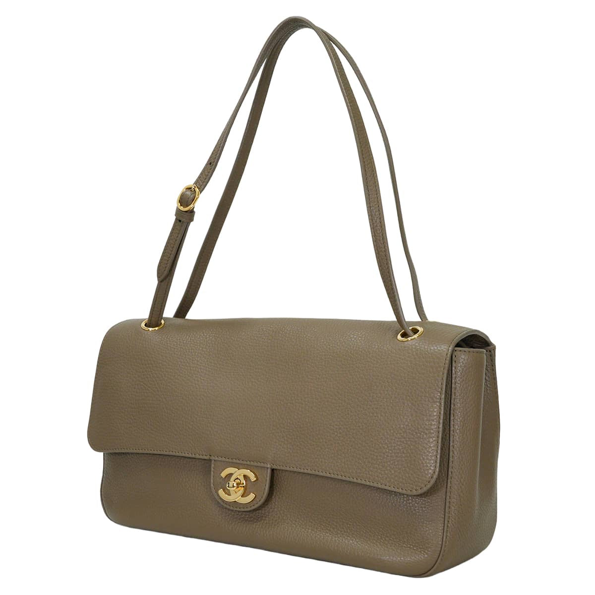 2026 Metiers d'Art Collection CHANEL Handbag MaxiDark khaki/burgundy Graind Calf(Caviarskin) Gold HW AS6231[EXCELLENT][Authentic]