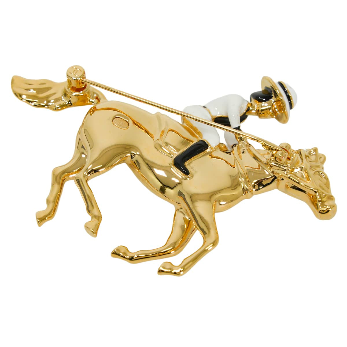 2025 Limited CHANEL broach Horse & Jockey Mademoiselle Horse VIP Customer Novelty Gold/Blanc (White) Metal/Resin Gold HW[BRAND NEW][Authentic]