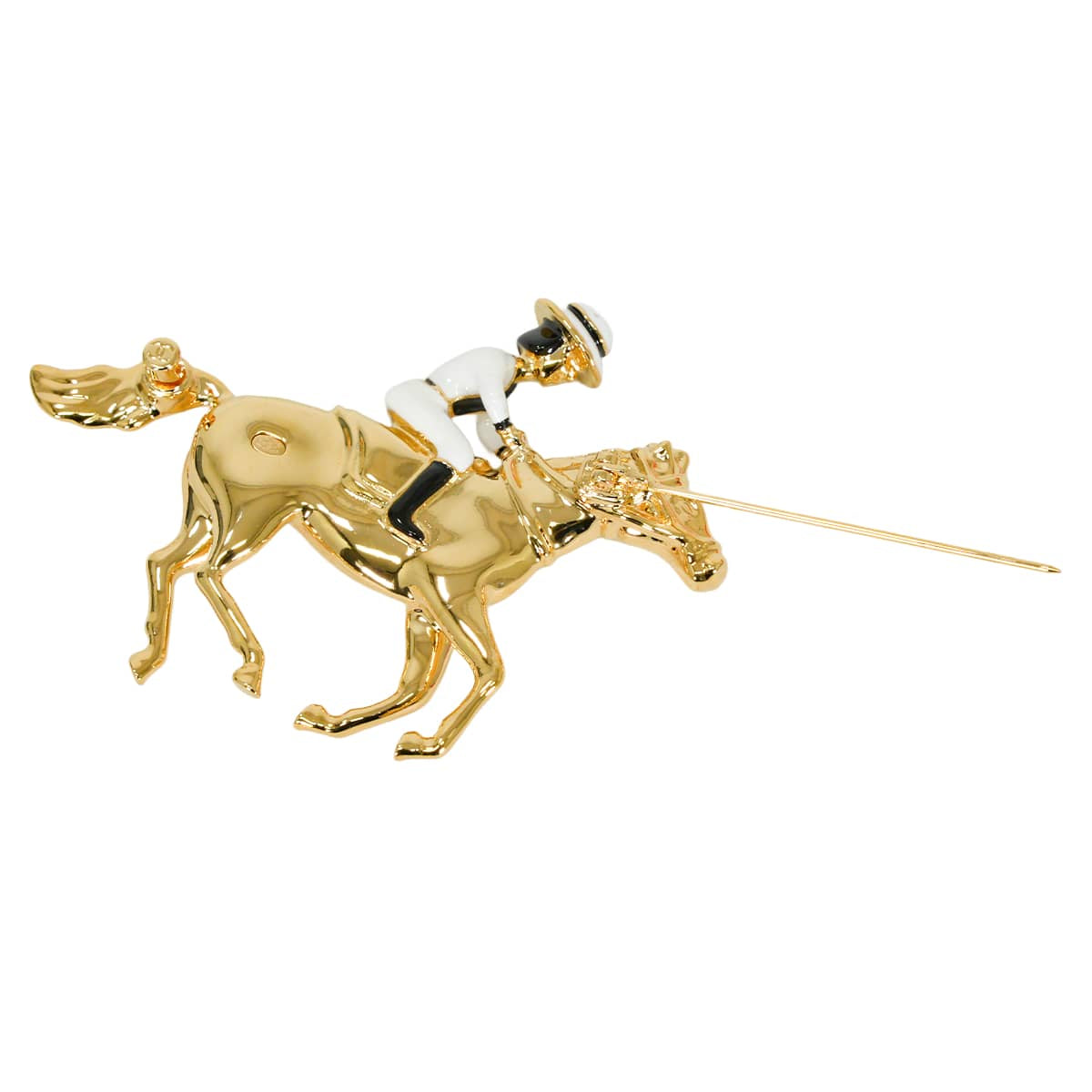 2025 Limited CHANEL broach Horse & Jockey Mademoiselle Horse VIP Customer Novelty Gold/Blanc (White) Metal/Resin Gold HW[BRAND NEW][Authentic]