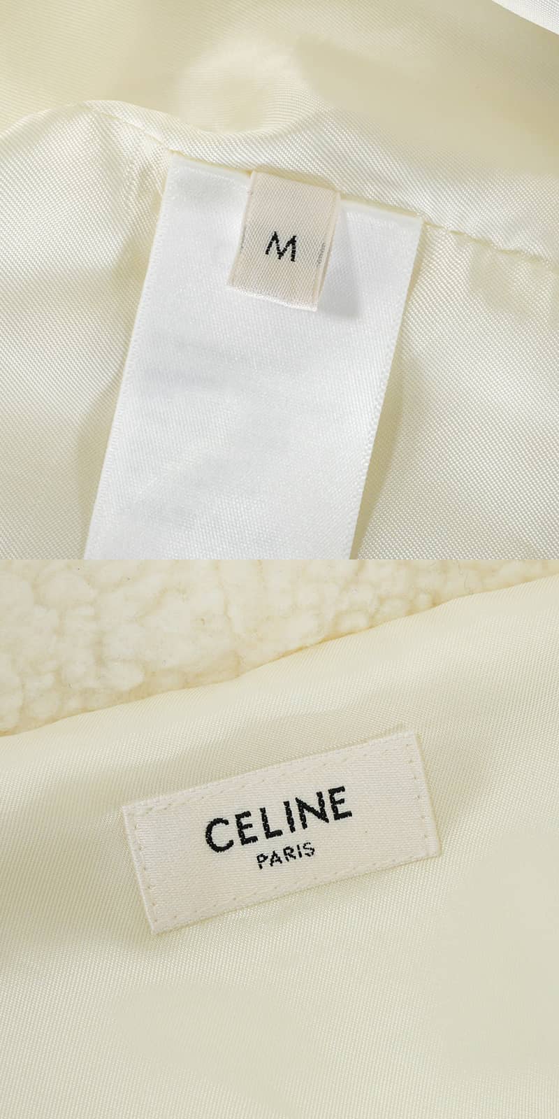 [Pre-loved] CELINE Hooded sweatshirt Logo fleece zip-up Loose hoodie (Eddie era) Blanc (White) Acrylic/Polyester #M Black HW 2Y905699M.01OB[LIKE NEW][Authentic]