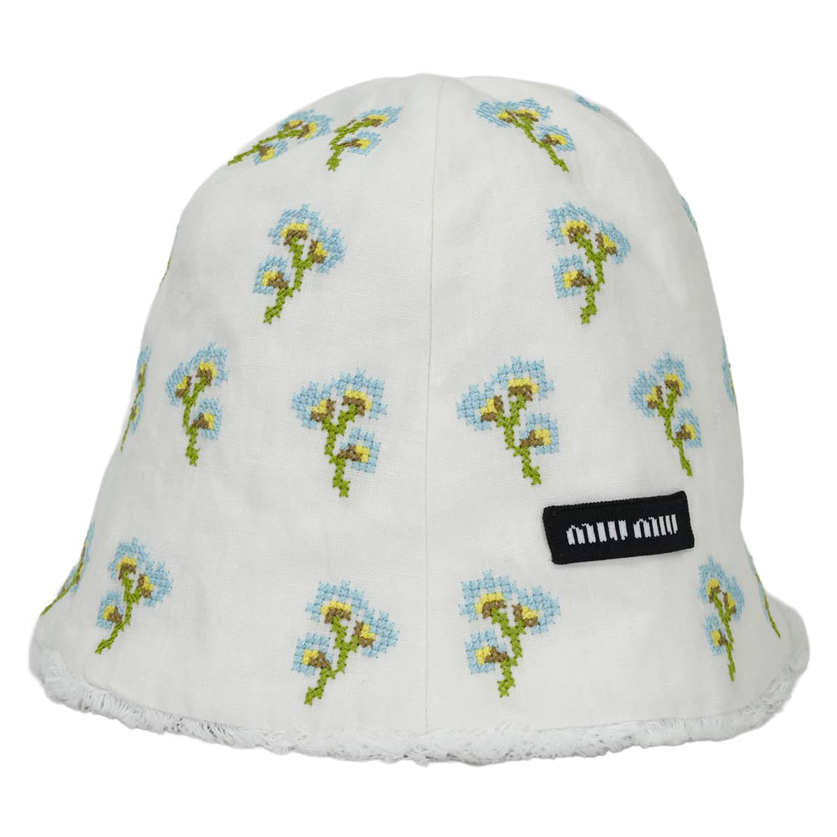 Miu Miu cap Beanie logo flower design embroideryBlanc (White)/Light blue Cotton 5HC502_2IHWF0W3D[EXCELLENT][Authentic]