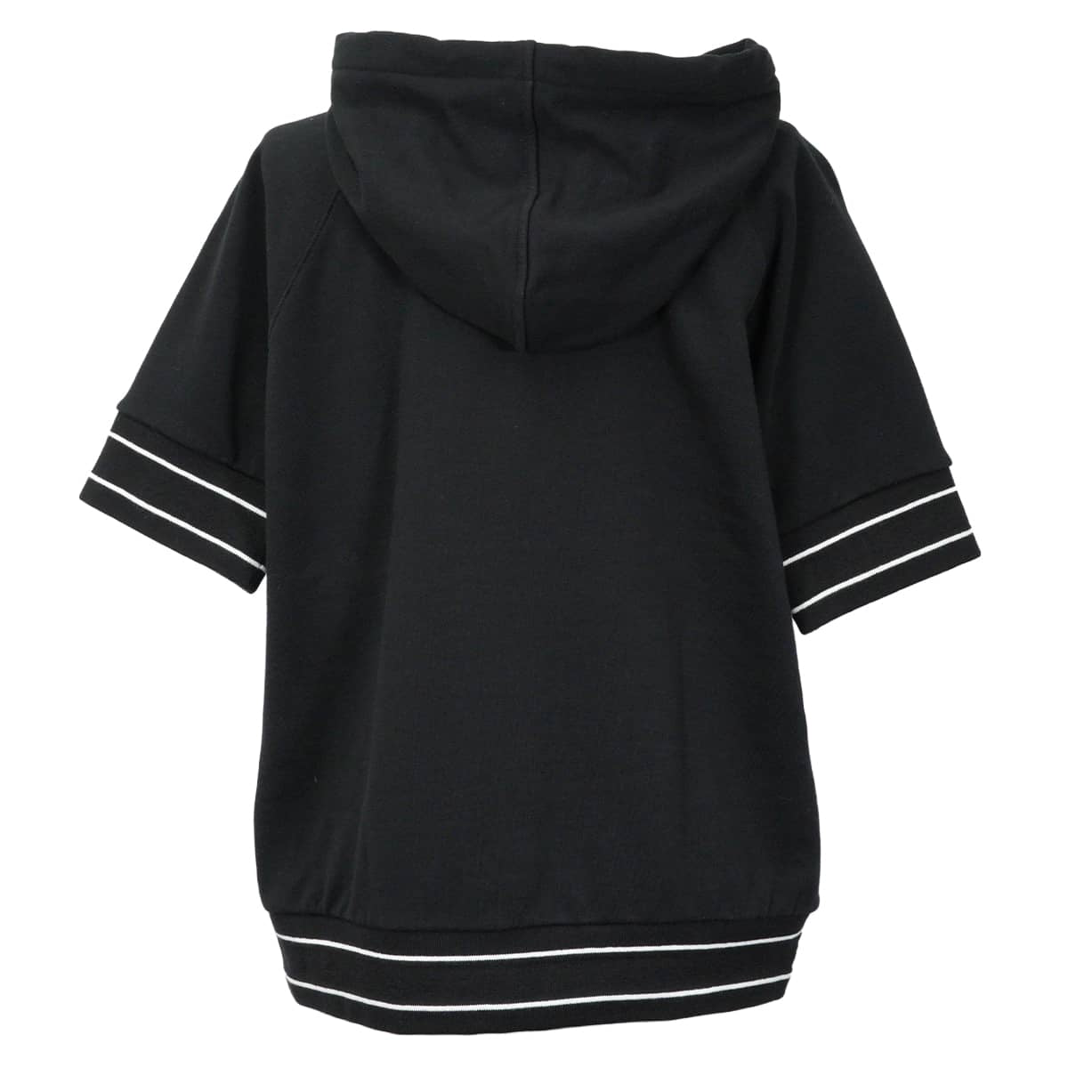 [Pre-loved] 2022 Cruise Collection Dior Hooded sweatshirt VIBE Hoodie Short Sleeve Noir (Black)/Blanc (White) Cotton #M 243S06A4063[LIKE NEW][Authentic]