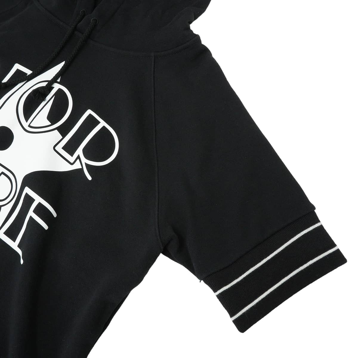 [Pre-loved] 2022 Cruise Collection Dior Hooded sweatshirt VIBE Hoodie Short Sleeve Noir (Black)/Blanc (White) Cotton #M 243S06A4063[LIKE NEW][Authentic]