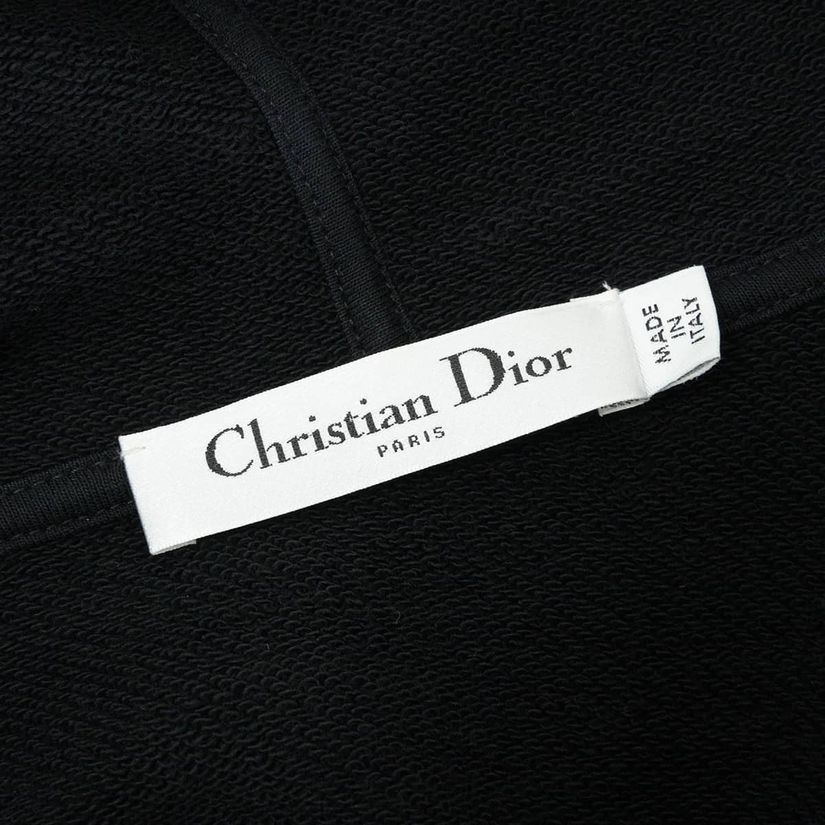 [Pre-loved] 2022 Cruise Collection Dior Hooded sweatshirt VIBE Hoodie Short Sleeve Noir (Black)/Blanc (White) Cotton #M 243S06A4063[LIKE NEW][Authentic]
