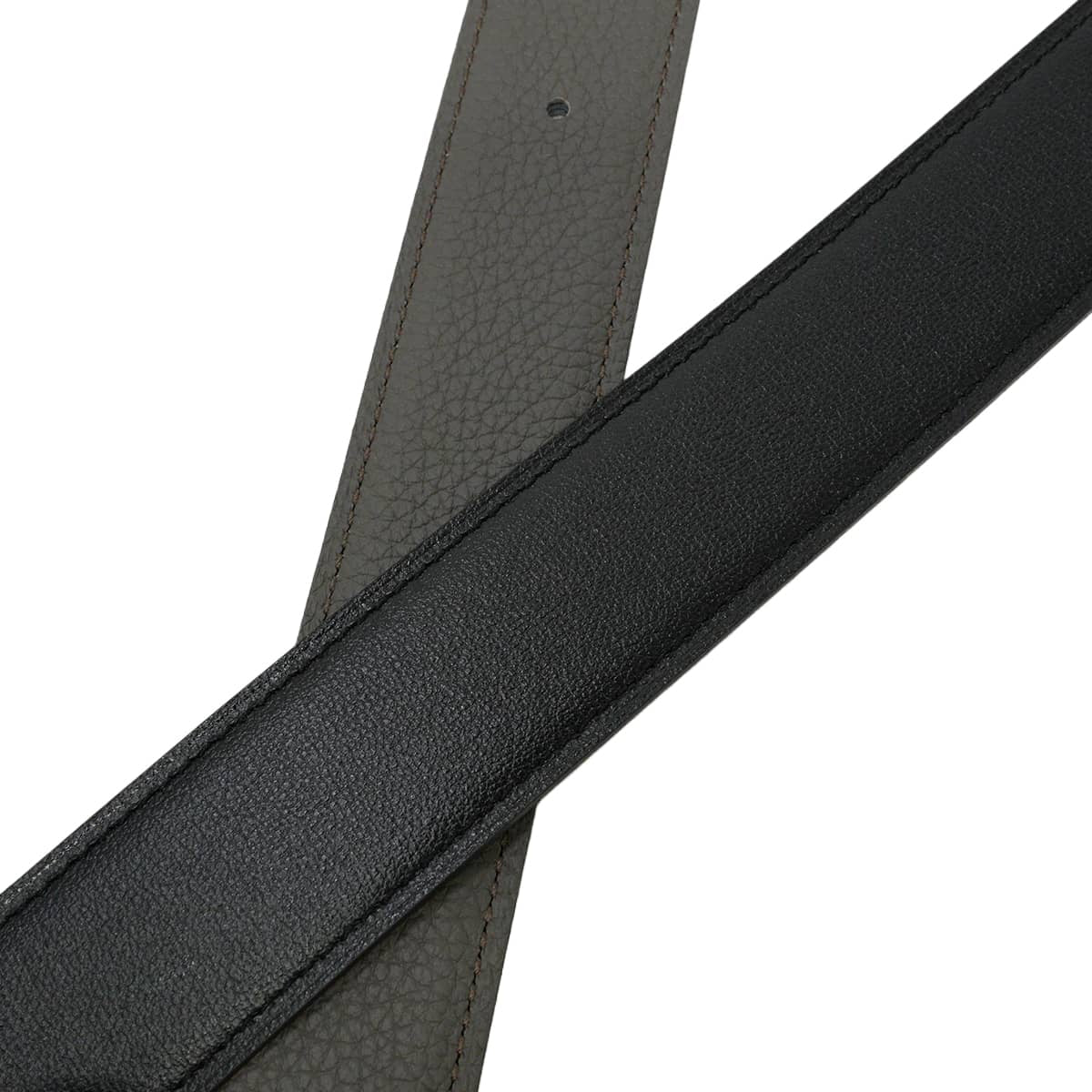 HERMES belt H Constance 32 Reversible Noir (Black)/Etain Box Calf/Veau Togo Silver HW Stamp G[BRAND NEW][Authentic]