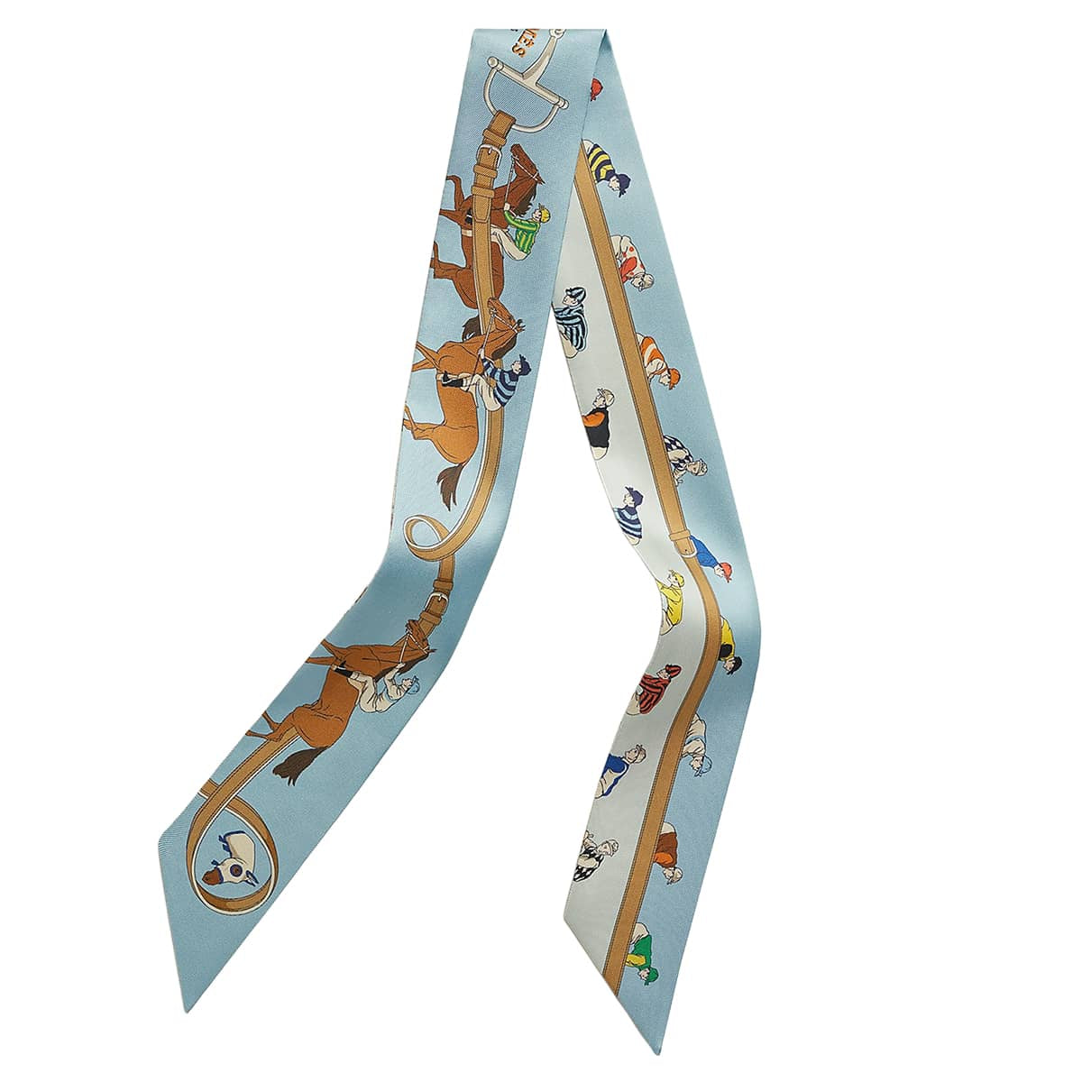 2026AW HERMES scarf Twilly Turf Les CoursesBlue Ciel/Jaune Vif/Green Silk100% H061144S 06[BRAND NEW][Authentic]