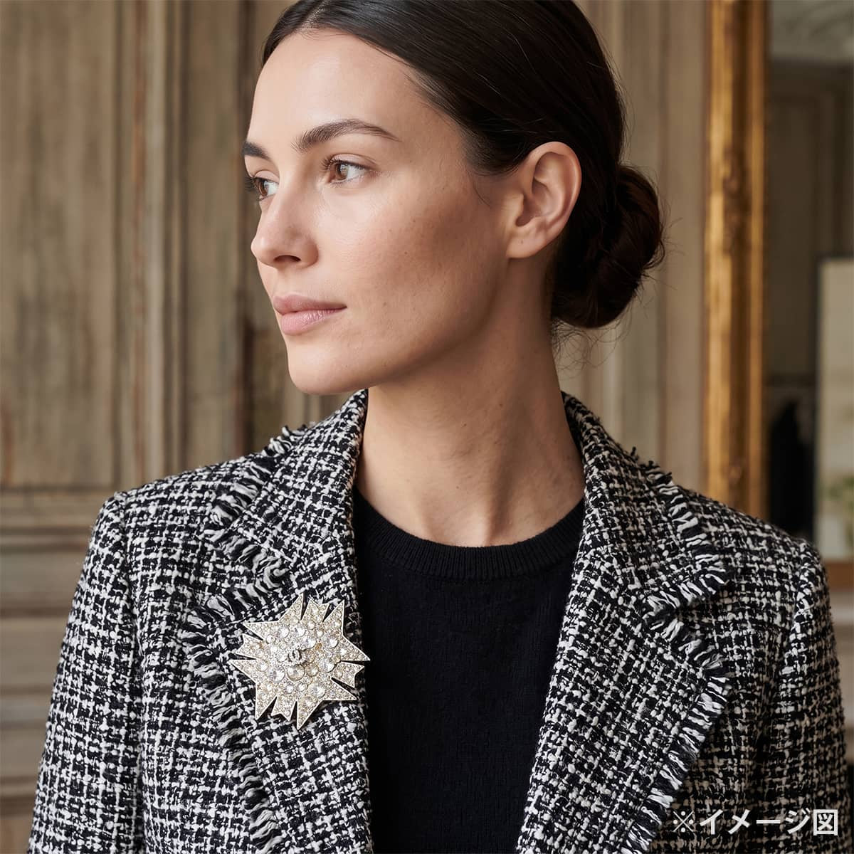 [Pre-loved] CHANEL broach Rhinestone COCO Mark Star Ribbon Strass Silver/Not Specified Metal/Rhinestone Silver HW[LIKE NEW][Authentic]