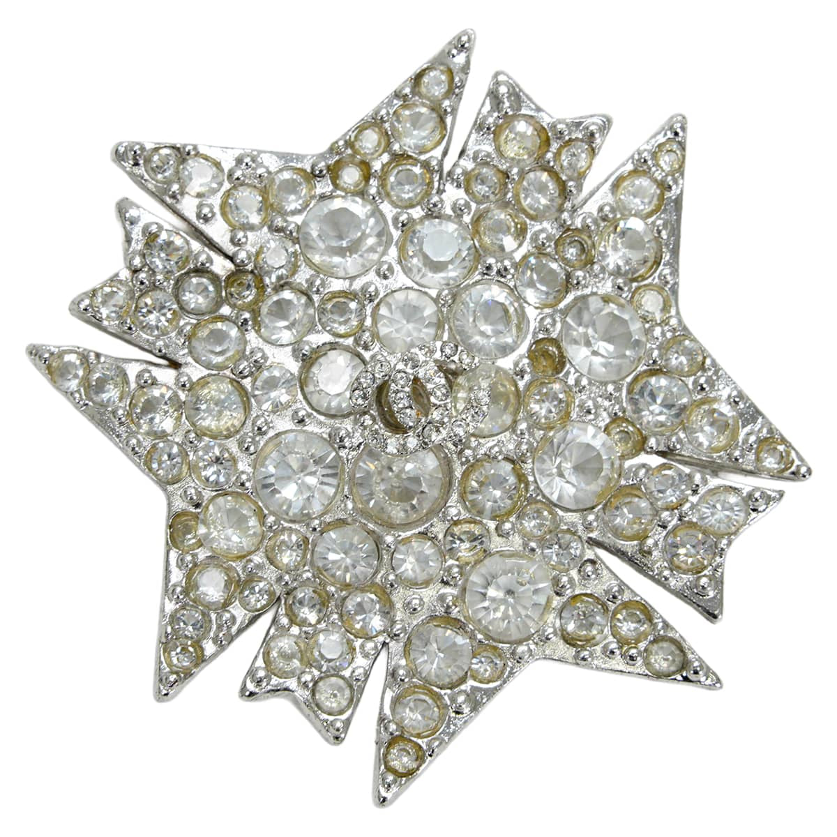 [Pre-loved] CHANEL broach Rhinestone COCO Mark Star Ribbon Strass Silver/Not Specified Metal/Rhinestone Silver HW[LIKE NEW][Authentic]