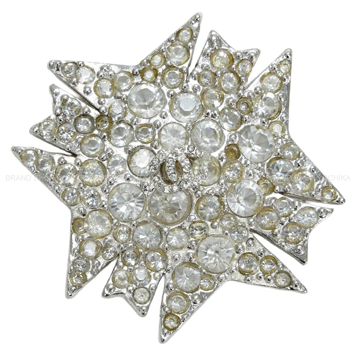[Pre-loved] CHANEL broach Rhinestone COCO Mark Star Ribbon Strass Silver/Not Specified Metal/Rhinestone Silver HW[LIKE NEW][Authentic]