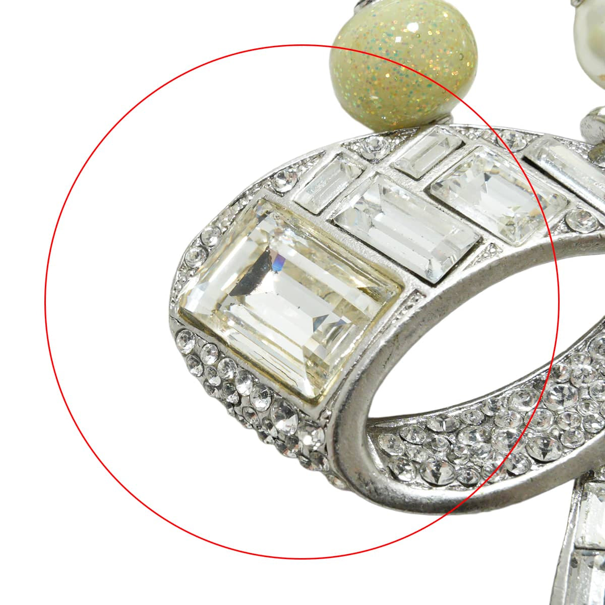 [Pre-loved] 08P 2008 Printemps Collection CHANEL necklace Big ribbon rhinestones COCO Mark pearls Strass Silver/Not Specified Fake Pearl/Rhinestone Silver HW[LIKE NEW][Authentic]