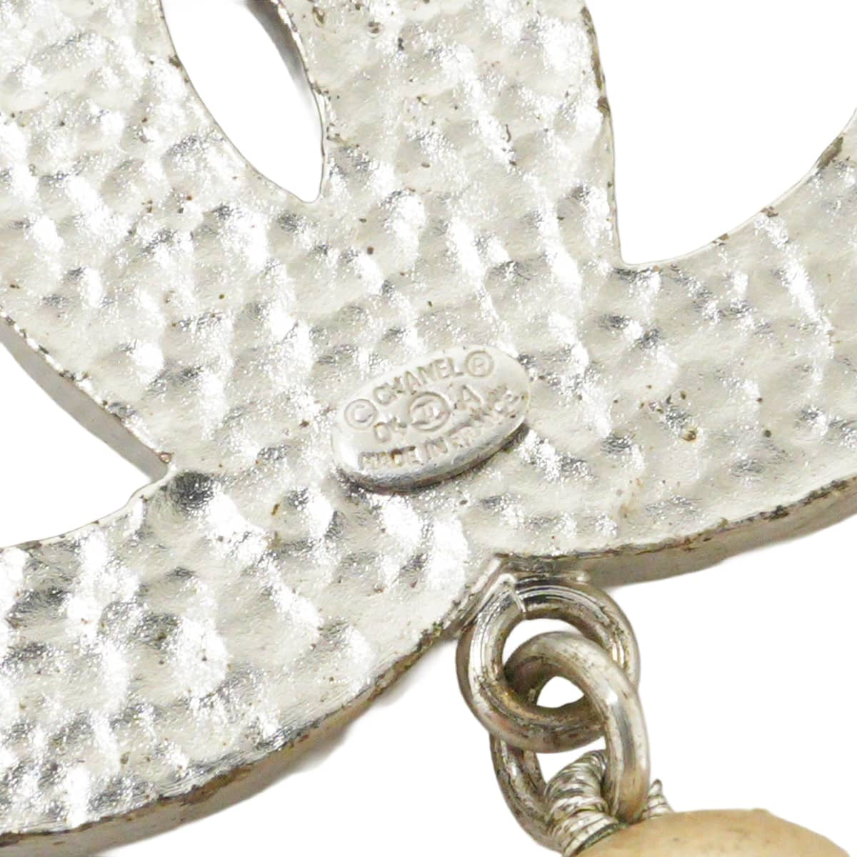 [Pre-loved] CHANEL necklace Belt Heart Rhinestone COCO Markoff white Fake Pearl Silver HW[USED A][Authentic]