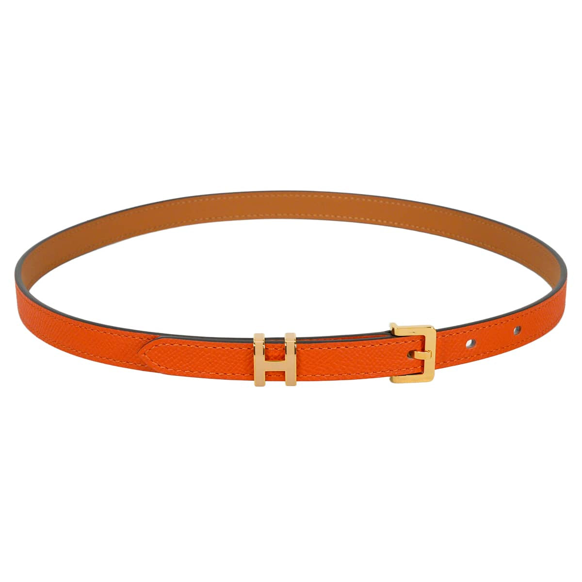 HERMES belt Pop H 15 Feu Orange Veau Epsom/Lacquer #70 Gold HW Stamp W[EXCELLENT][Authentic]