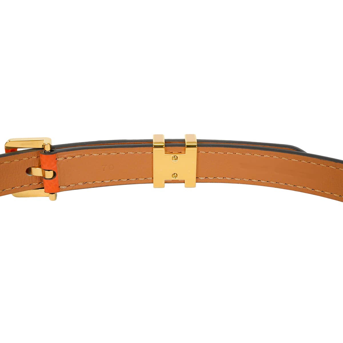 HERMES belt Pop H 15 Feu Orange Veau Epsom/Lacquer #70 Gold HW Stamp W[EXCELLENT][Authentic]