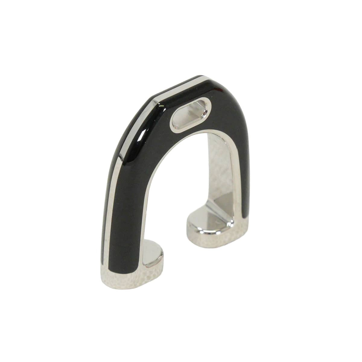 HERMES pierced earring Ear cuff Etrier Noir (Black) Metal/Lacquer Silver HW[EXCELLENT][Authentic]